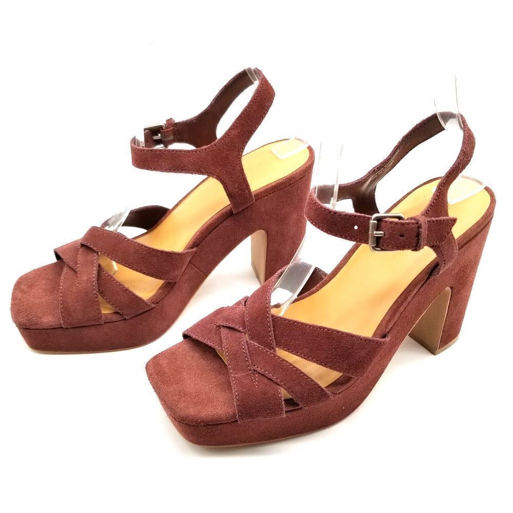 Splendid‎ Women Piper Heeled Sandals Size 9 Brown  Suede Strappy Ankle Strap